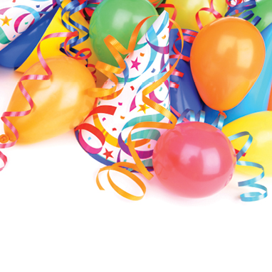 birthday balloons and streamers